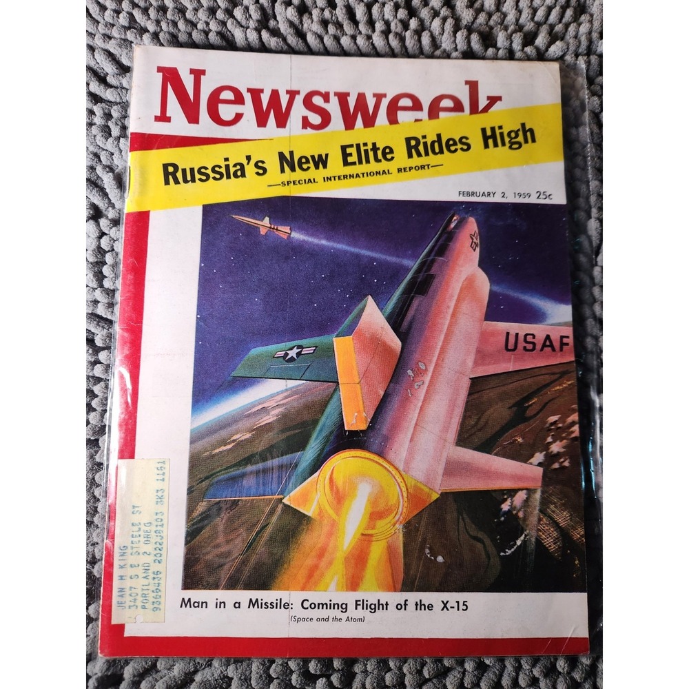 VTG Newsweek Magazine February 2 1959 Man in a Missile Comng‎ Flight of the X-15